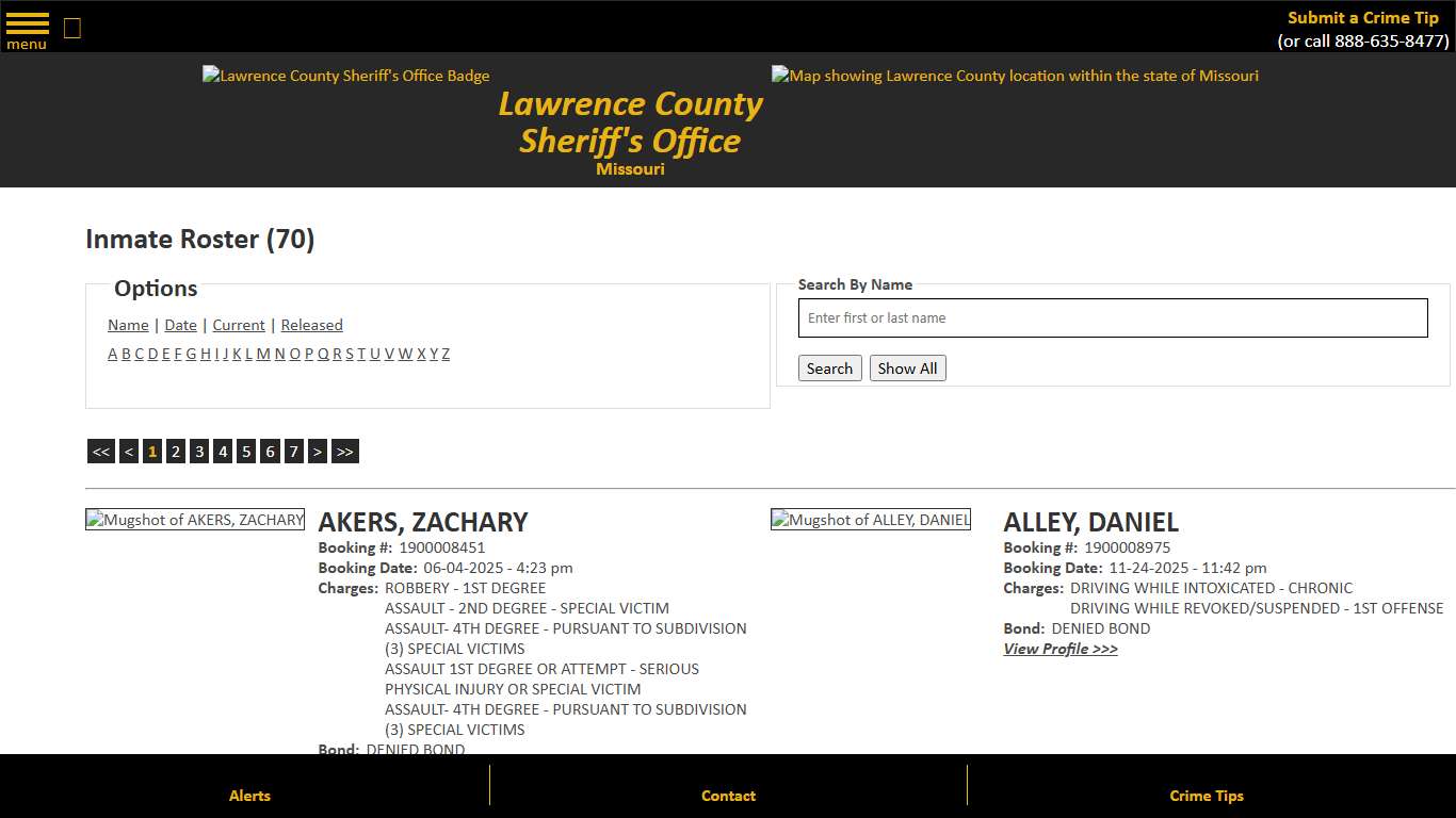 Inmate Roster - Current Inmates - Lawrence County Sheriff MO